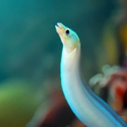 A mesmerizing white ribbon eel gliding through turquoise waters.