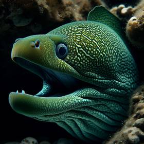 A magnificent eel species with a green color