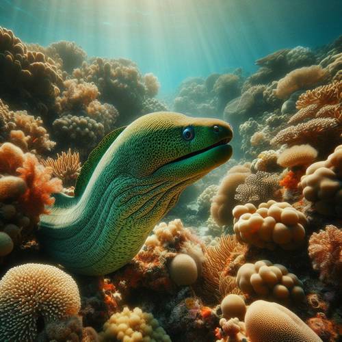 A magnificent green morey eel