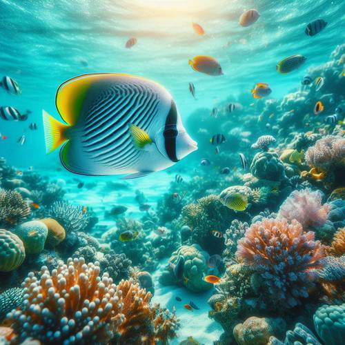 A pair of Butterflyfish near coral polyps.
