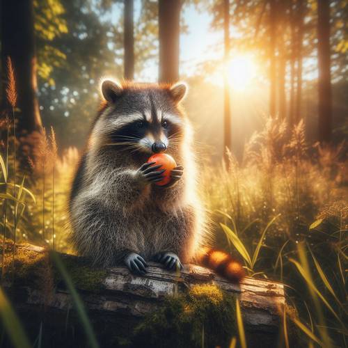 a raccoon eat a fruit
