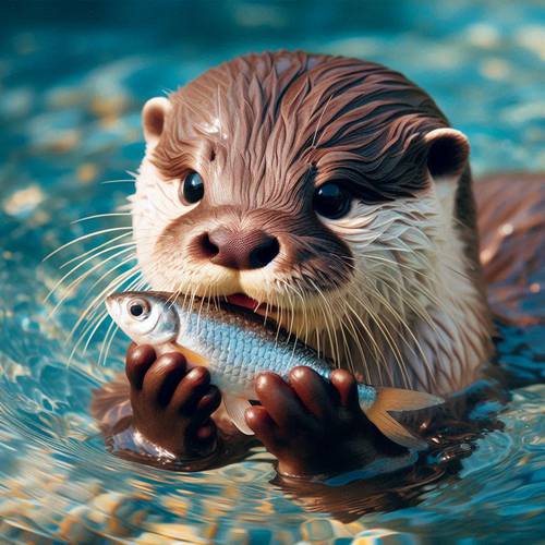 a otter eat a fish