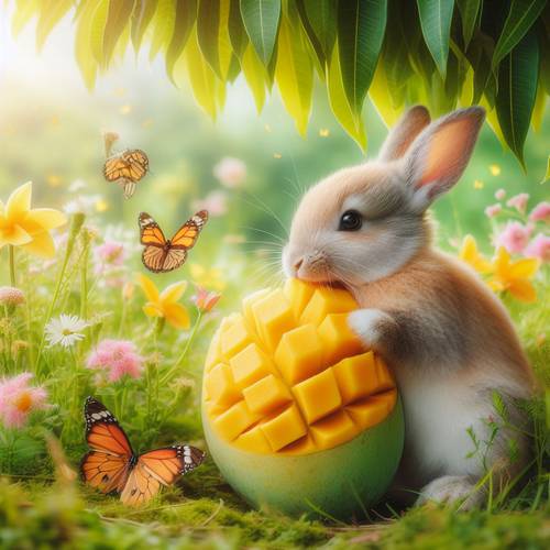 rabbit eat a mango