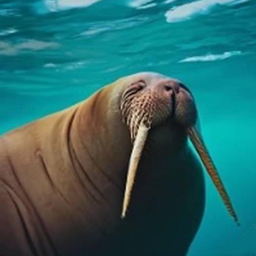 a walrus looking for food