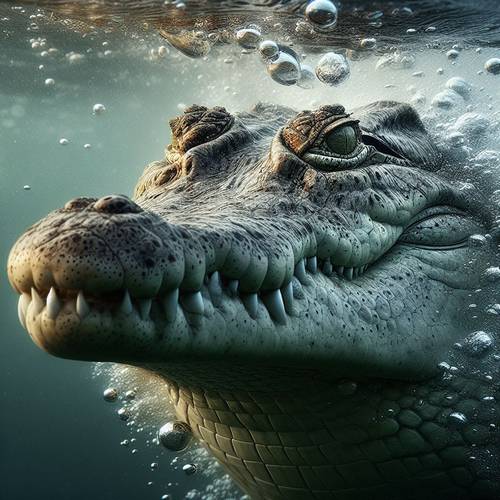 a big crocodile swim in the water