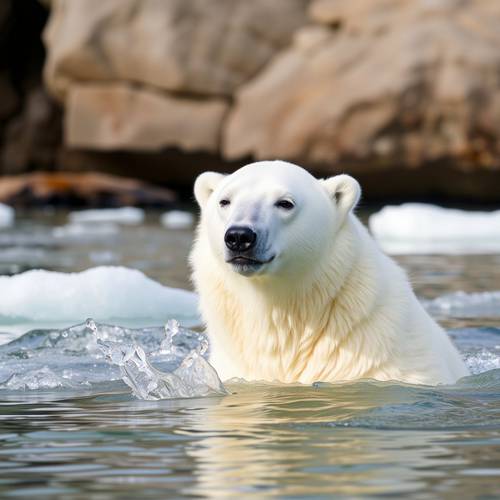 A polar bear running across an icy landscape, demonstrating how fast polar bears can run.