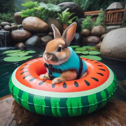 rabbit try to swim