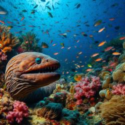 Moray Eel, or Murene, often considered an ugliest animal due to its serpentine look and sharp teeth.