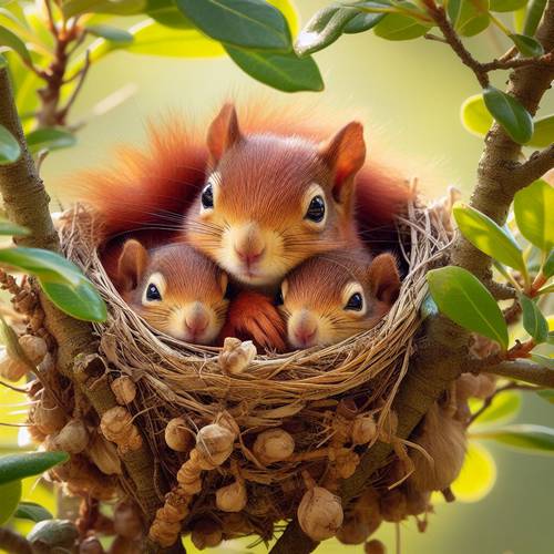 squirrel with babies