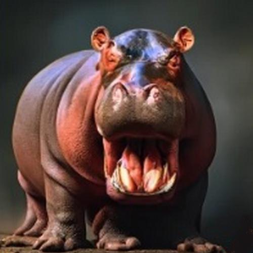A big hippopotamus looking for eat